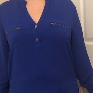 Blue silk top